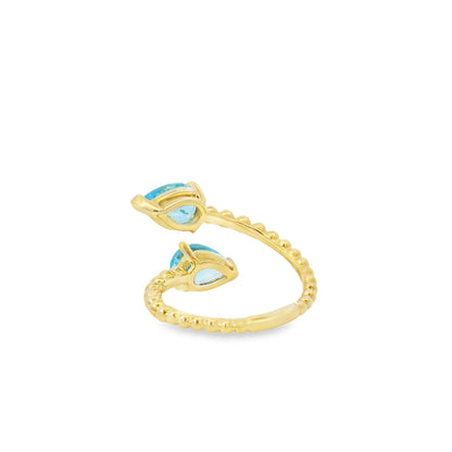 Gabriel and Co. 14k Yellow Gold Bujukan 3.02ctw Swiss Blue Topaz Bypass Ladies Ring