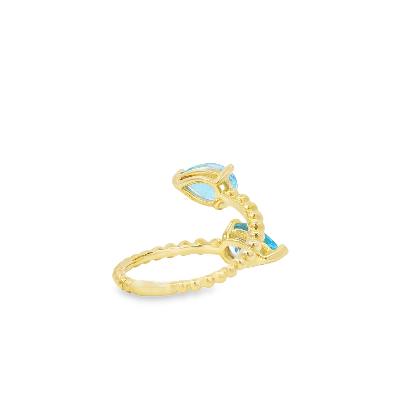 Gabriel and Co. 14k Yellow Gold Bujukan 3.02ctw Swiss Blue Topaz Bypass Ladies Ring