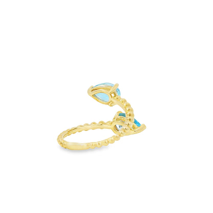 Gabriel and Co. 14k Yellow Gold Bujukan 3.02ctw Swiss Blue Topaz Bypass Ladies Ring