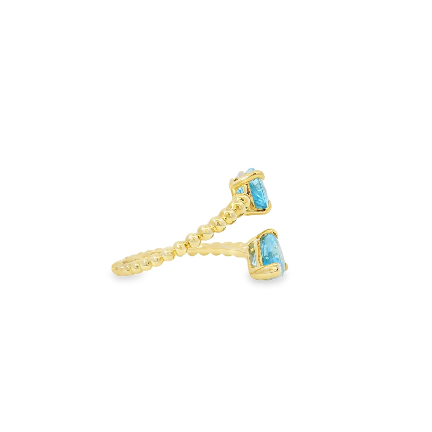 Gabriel and Co. 14k Yellow Gold Bujukan 3.02ctw Swiss Blue Topaz Bypass Ladies Ring