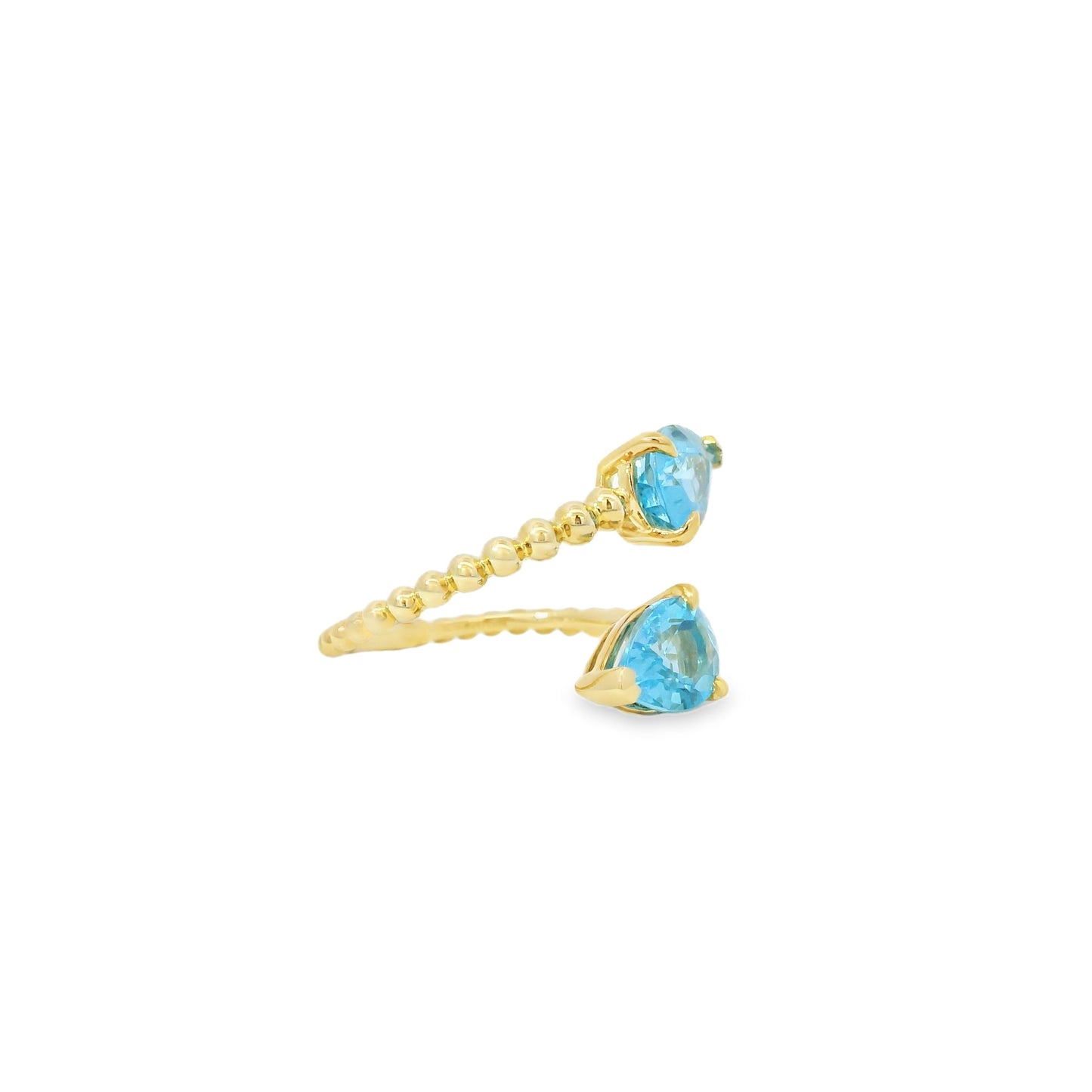Gabriel and Co. 14k Yellow Gold Bujukan 3.02ctw Swiss Blue Topaz Bypass Ladies Ring