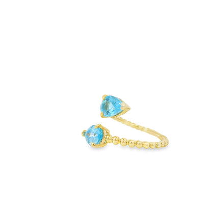 Gabriel and Co. 14k Yellow Gold Bujukan 3.02ctw Swiss Blue Topaz Bypass Ladies Ring
