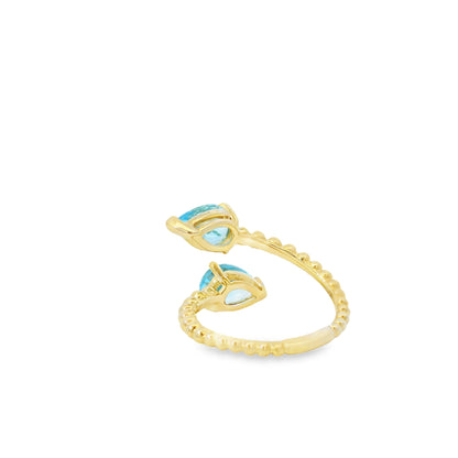 Gabriel and Co. 14k Yellow Gold Bujukan 3.02ctw Swiss Blue Topaz Bypass Ladies Ring
