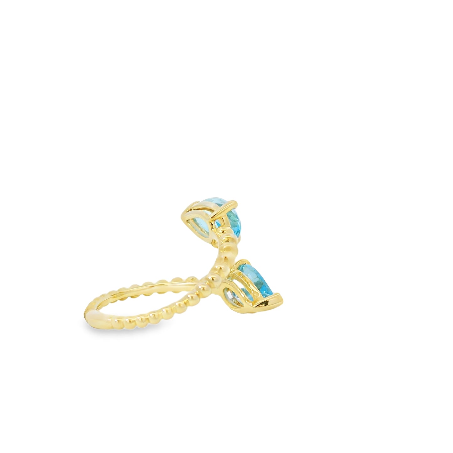 Gabriel and Co. 14k Yellow Gold Bujukan 3.02ctw Swiss Blue Topaz Bypass Ladies Ring