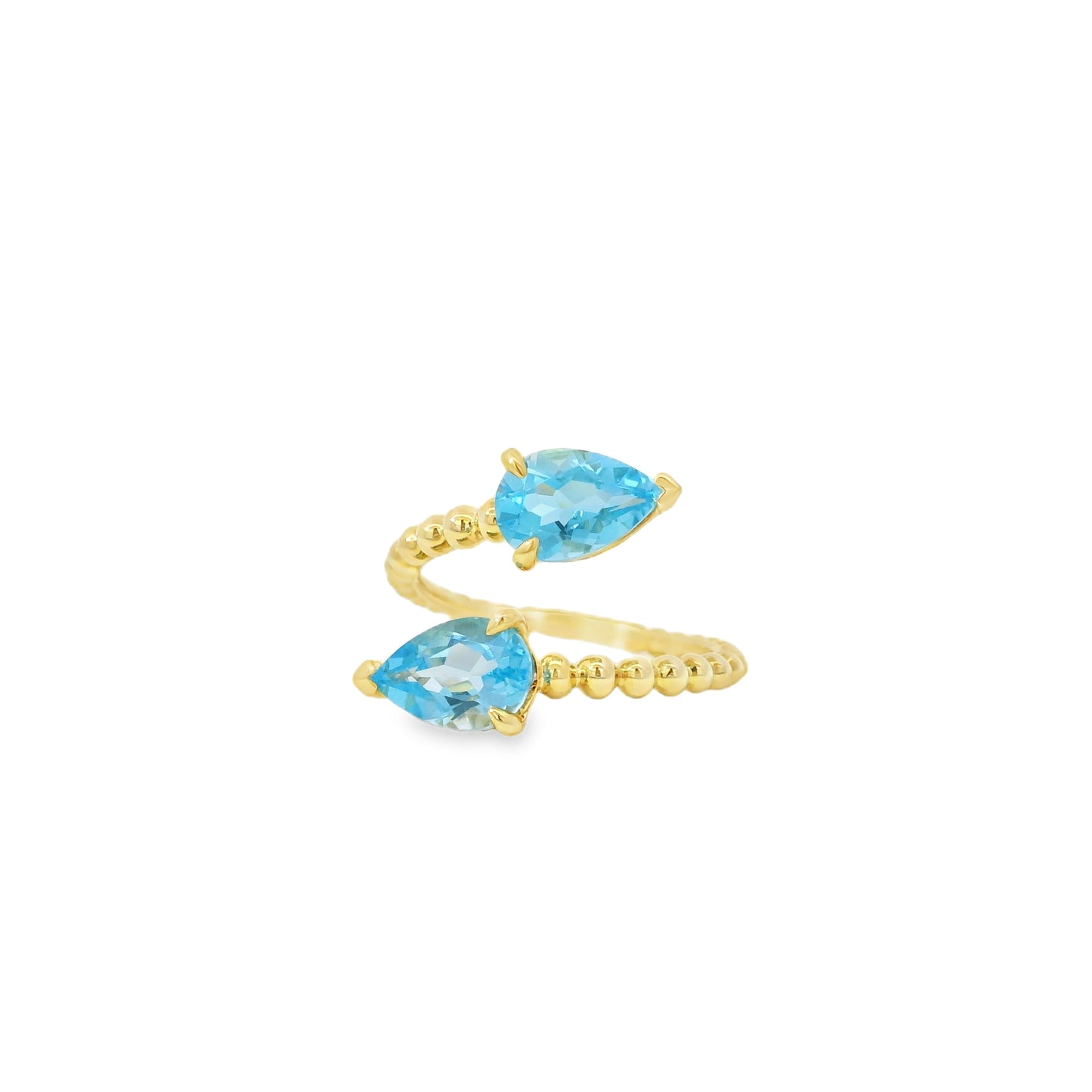 Gabriel and Co. 14k Yellow Gold Bujukan 3.02ctw Swiss Blue Topaz Bypass Ladies Ring