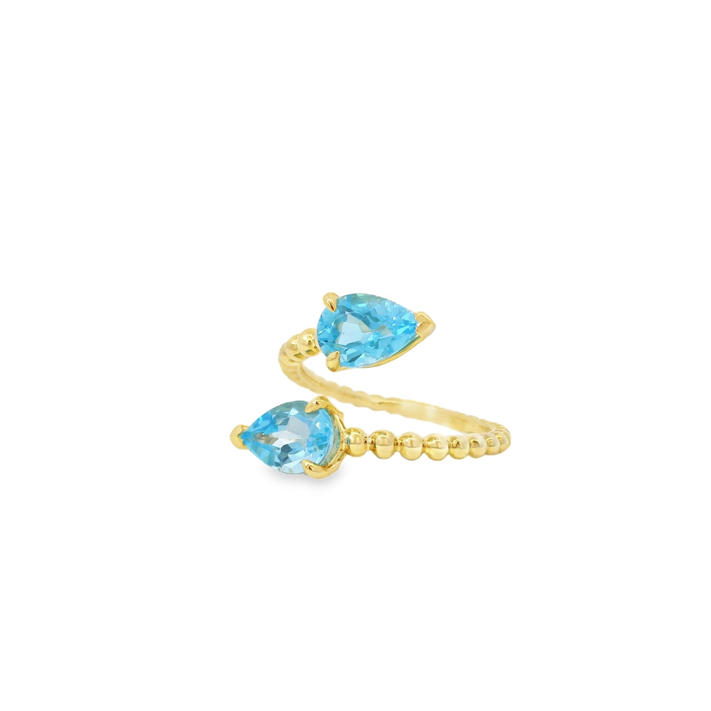 Gabriel and Co. 14k Yellow Gold Bujukan 3.02ctw Swiss Blue Topaz Bypass Ladies Ring