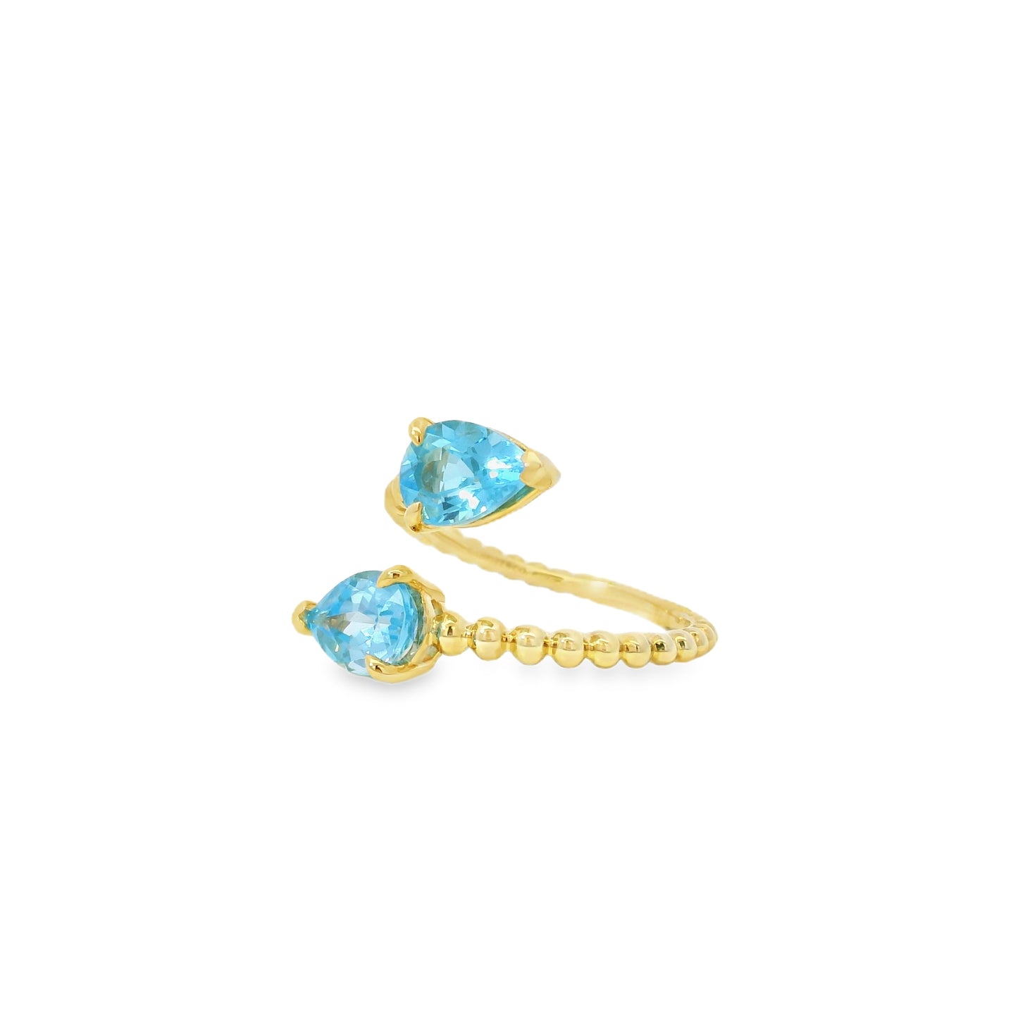 Gabriel and Co. 14k Yellow Gold Bujukan 3.02ctw Swiss Blue Topaz Bypass Ladies Ring