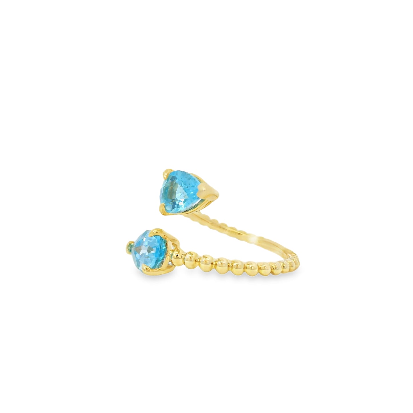 Gabriel and Co. 14k Yellow Gold Bujukan 3.02ctw Swiss Blue Topaz Bypass Ladies Ring