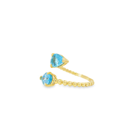 Gabriel and Co. 14k Yellow Gold Bujukan 3.02ctw Swiss Blue Topaz Bypass Ladies Ring