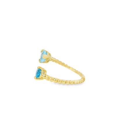 Gabriel and Co. 14k Yellow Gold Bujukan 3.02ctw Swiss Blue Topaz Bypass Ladies Ring