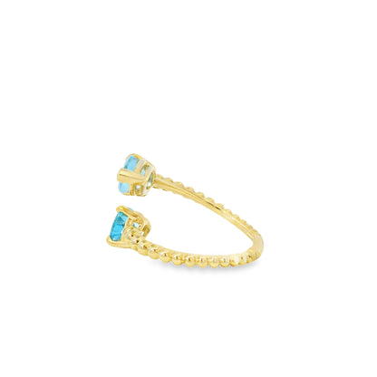 Gabriel and Co. 14k Yellow Gold Bujukan 3.02ctw Swiss Blue Topaz Bypass Ladies Ring