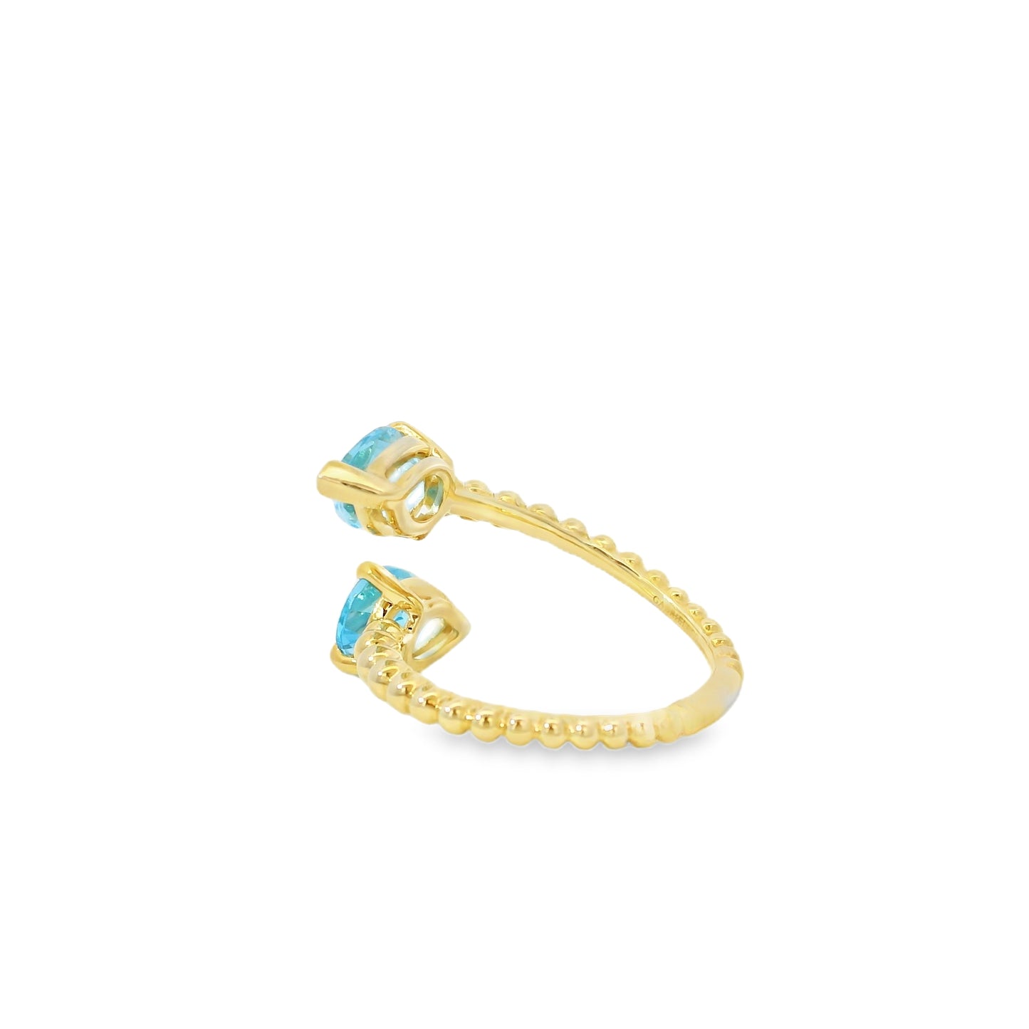 Gabriel and Co. 14k Yellow Gold Bujukan 3.02ctw Swiss Blue Topaz Bypass Ladies Ring