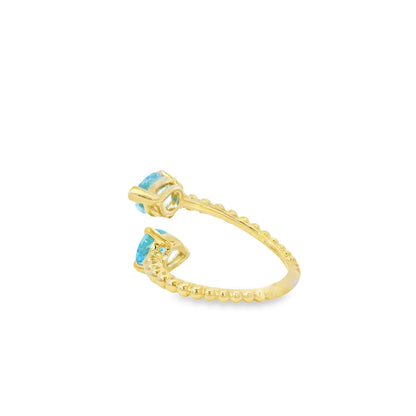 Gabriel and Co. 14k Yellow Gold Bujukan 3.02ctw Swiss Blue Topaz Bypass Ladies Ring
