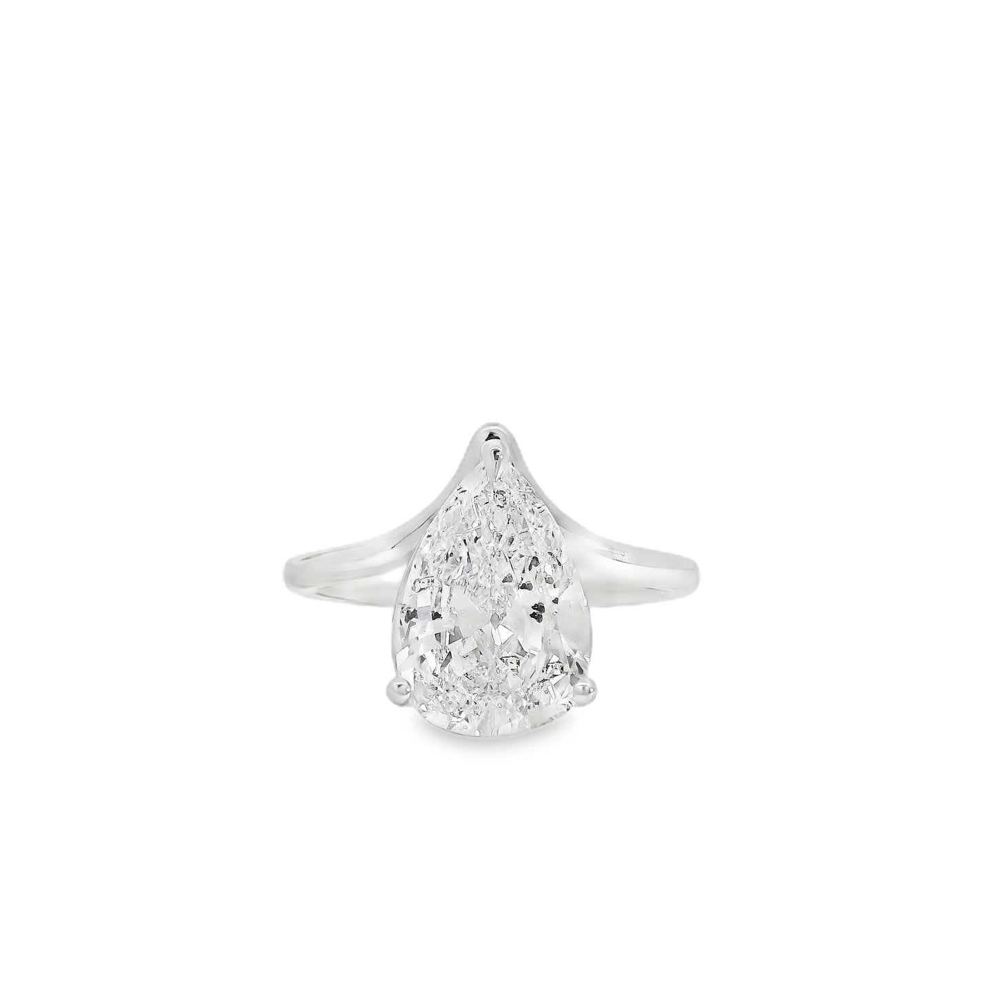 14k White Gold 2.88ct Pear Cut Diamond Engagement Ring