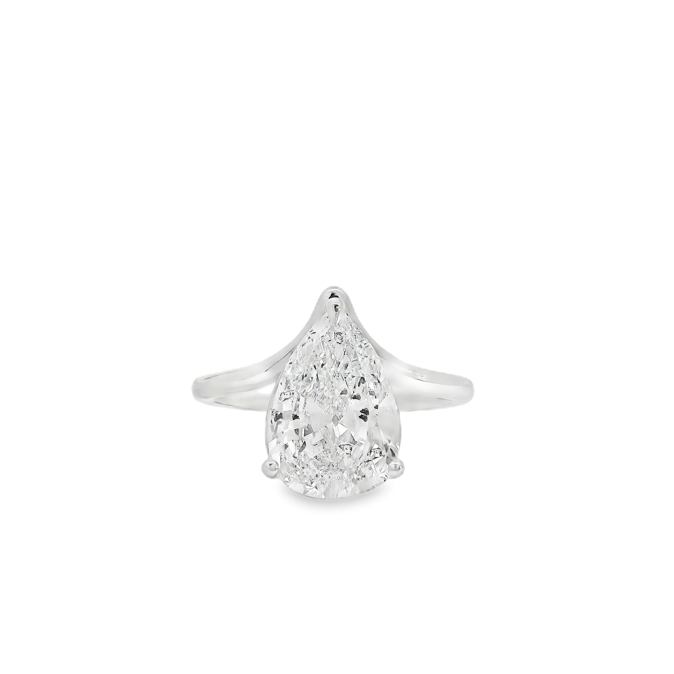 14k White Gold 2.88ct Pear Cut Diamond Engagement Ring