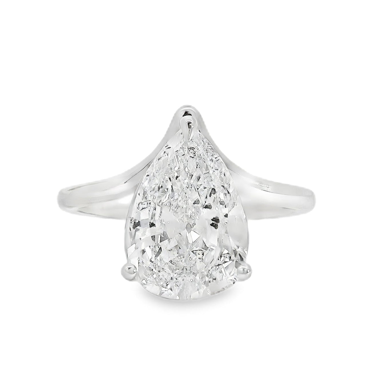 14k White Gold 2.88ct Pear Cut Diamond Engagement Ring