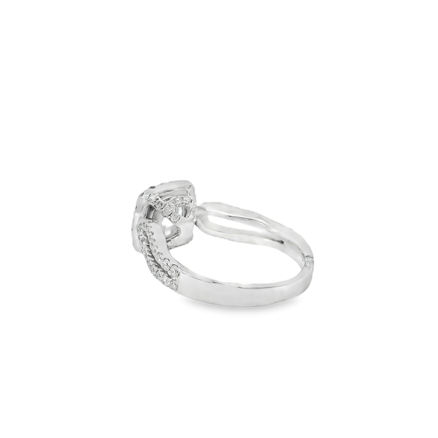 14k White Gold GIA Certified 1.03ct Round Brilliant Diamond Wide Engagement Ring