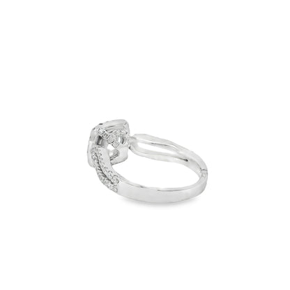 14k White Gold GIA Certified 1.03ct Round Brilliant Diamond Wide Engagement Ring
