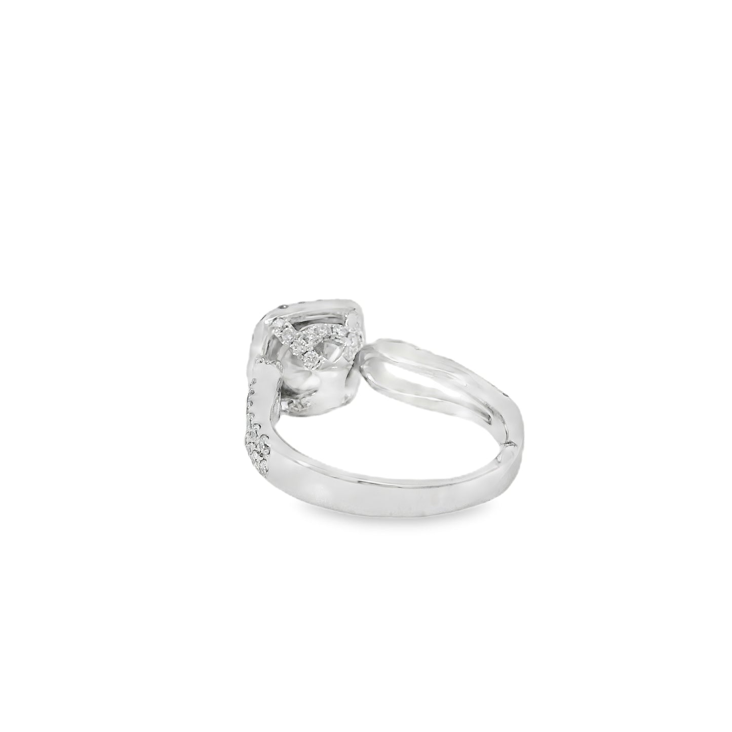 14k White Gold GIA Certified 1.03ct Round Brilliant Diamond Wide Engagement Ring