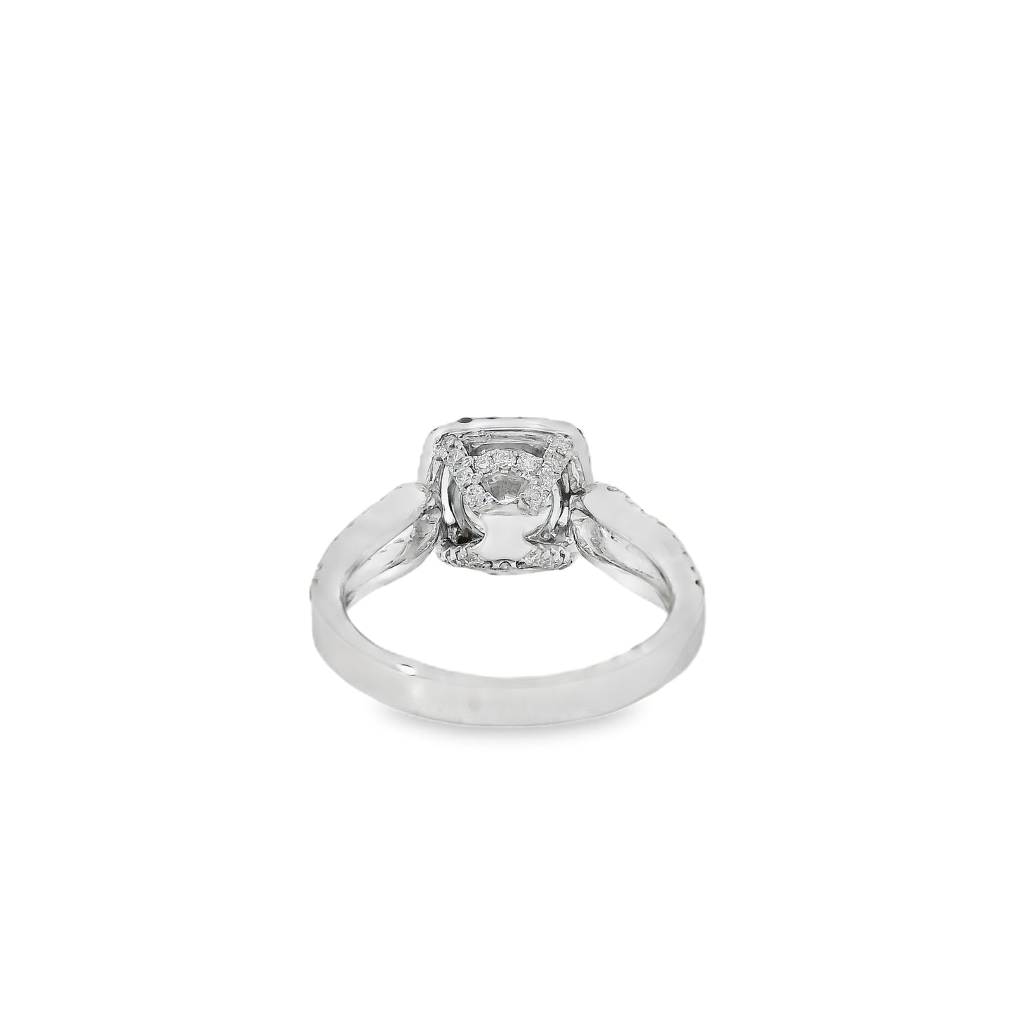 14k White Gold GIA Certified 1.03ct Round Brilliant Diamond Wide Engagement Ring