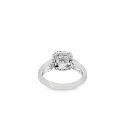 14k White Gold GIA Certified 1.03ct Round Brilliant Diamond Wide Engagement Ring
