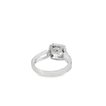 14k White Gold GIA Certified 1.03ct Round Brilliant Diamond Wide Engagement Ring