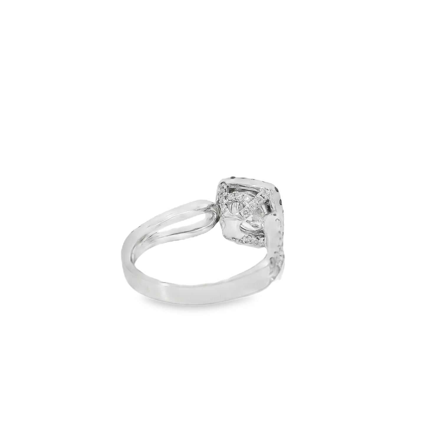 14k White Gold GIA Certified 1.03ct Round Brilliant Diamond Wide Engagement Ring