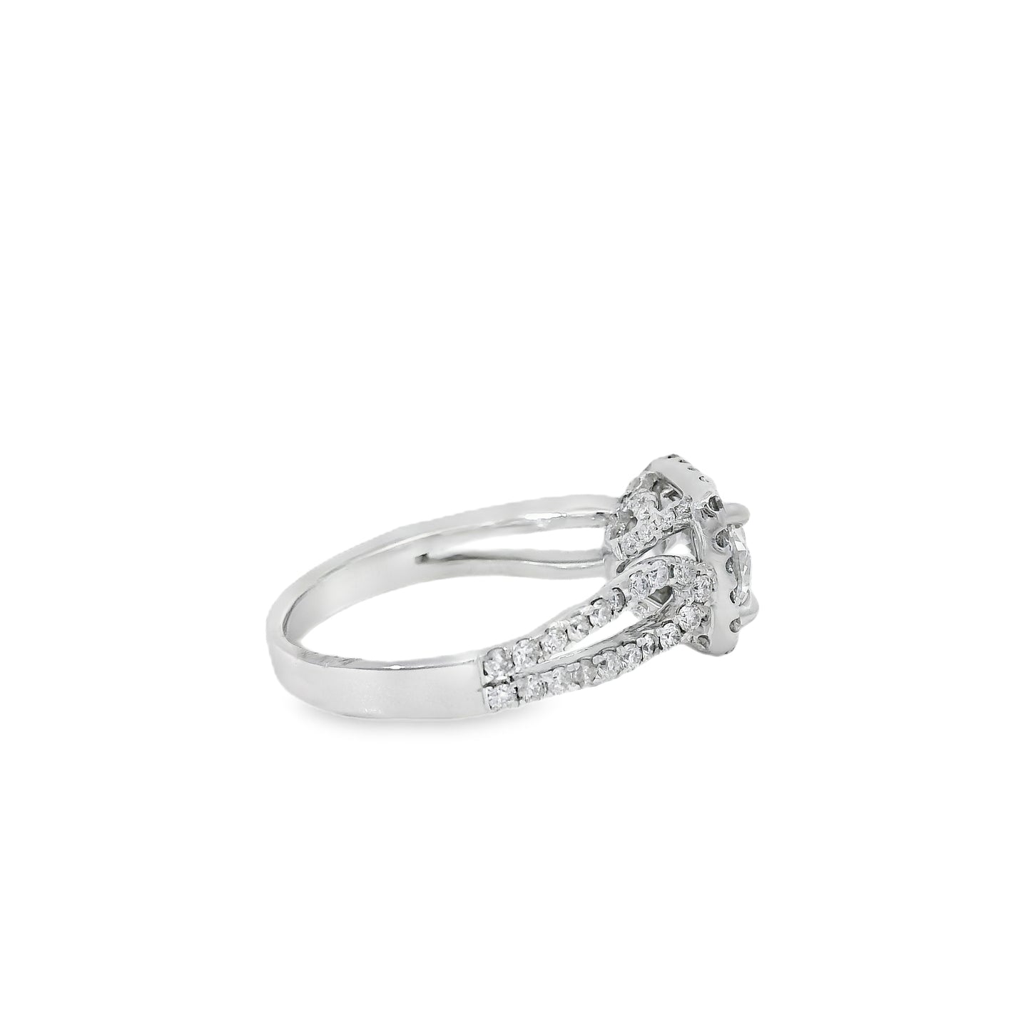 14k White Gold GIA Certified 1.03ct Round Brilliant Diamond Wide Engagement Ring