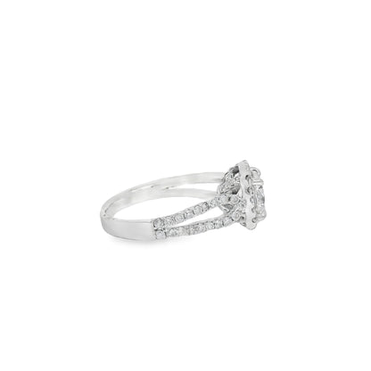 14k White Gold GIA Certified 1.03ct Round Brilliant Diamond Wide Engagement Ring