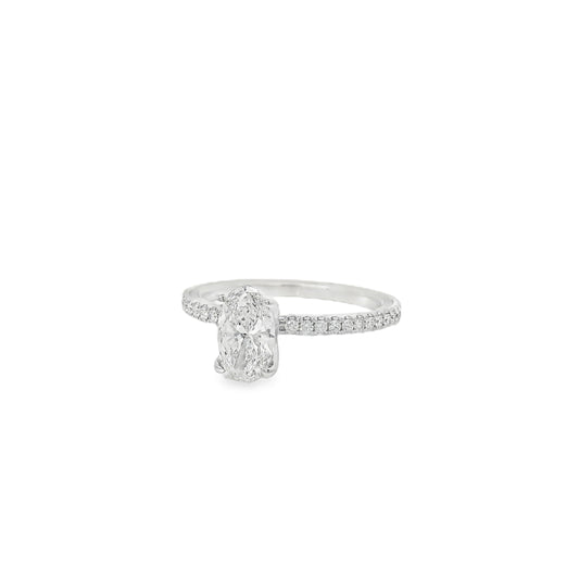 14k White Gold GIA Certified 0.75ct Oval Diamond Engagement Ring