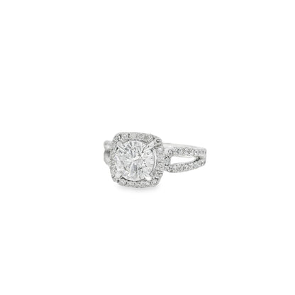 14k White Gold GIA Certified 1.03ct Round Brilliant Diamond Wide Engagement Ring