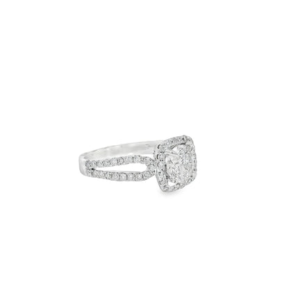 14k White Gold GIA Certified 1.03ct Round Brilliant Diamond Wide Engagement Ring