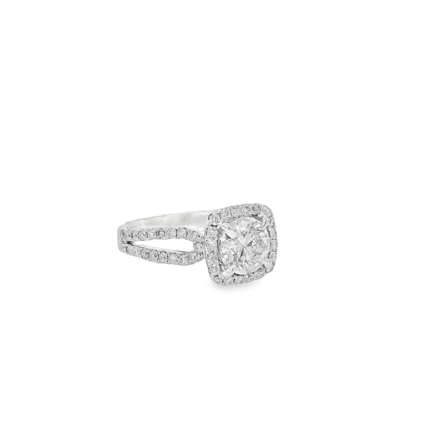 14k White Gold GIA Certified 1.03ct Round Brilliant Diamond Wide Engagement Ring