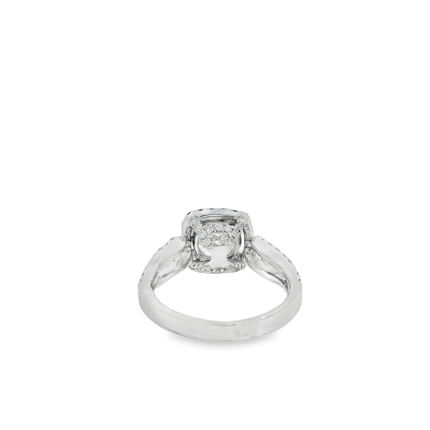 14k White Gold GIA Certified 1.03ct Round Brilliant Diamond Wide Engagement Ring