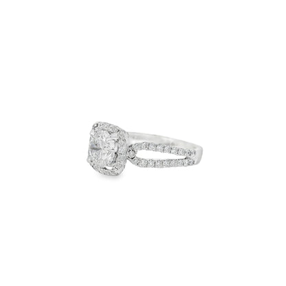 14k White Gold GIA Certified 1.03ct Round Brilliant Diamond Wide Engagement Ring