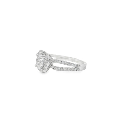 14k White Gold GIA Certified 1.03ct Round Brilliant Diamond Wide Engagement Ring