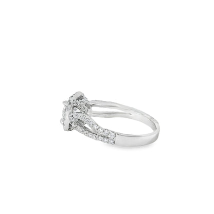14k White Gold GIA Certified 1.03ct Round Brilliant Diamond Wide Engagement Ring
