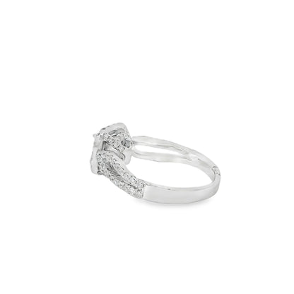 14k White Gold GIA Certified 1.03ct Round Brilliant Diamond Wide Engagement Ring