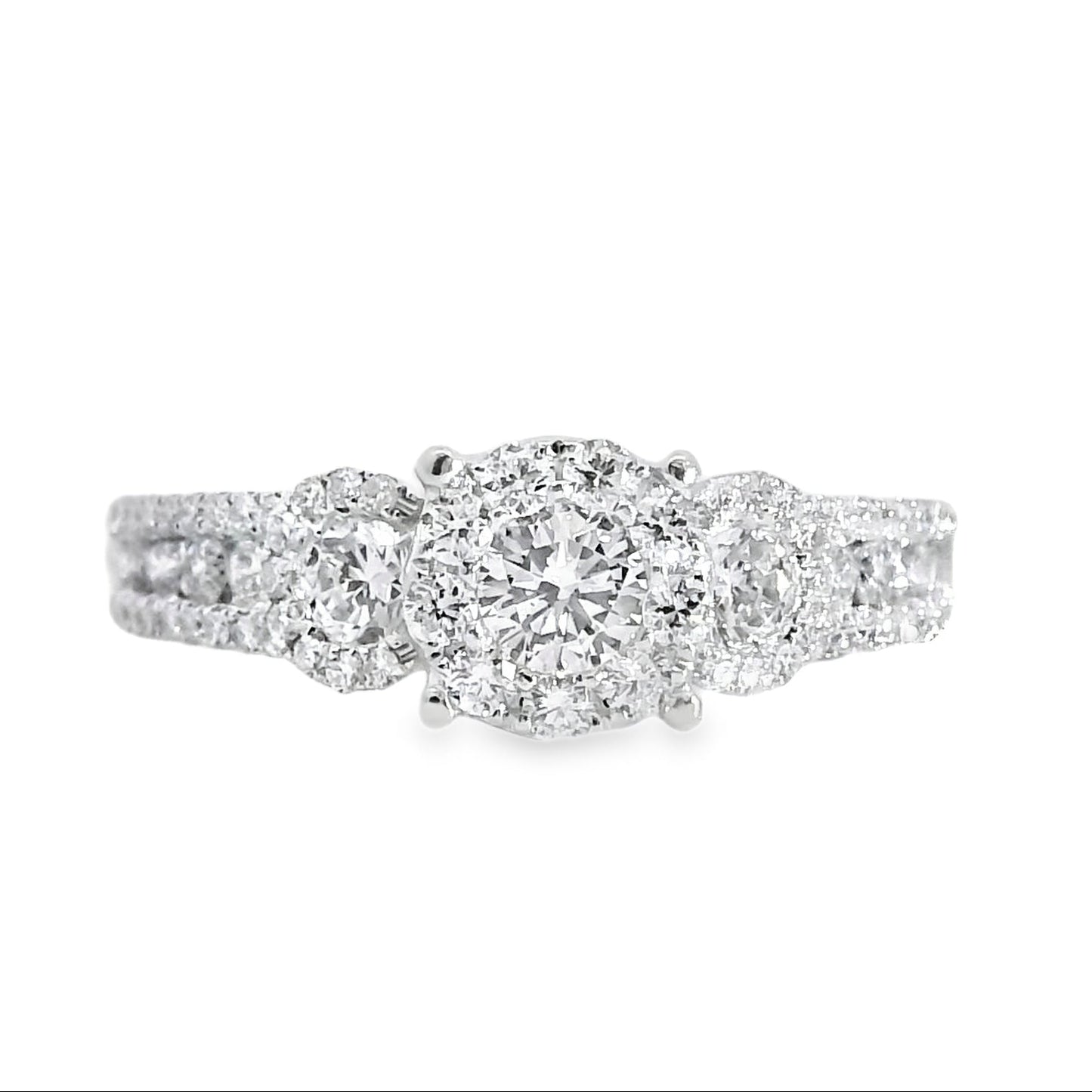 18k White Gold 1.22ctw Natural Round Brilliant Cut Diamond Engagement Ring