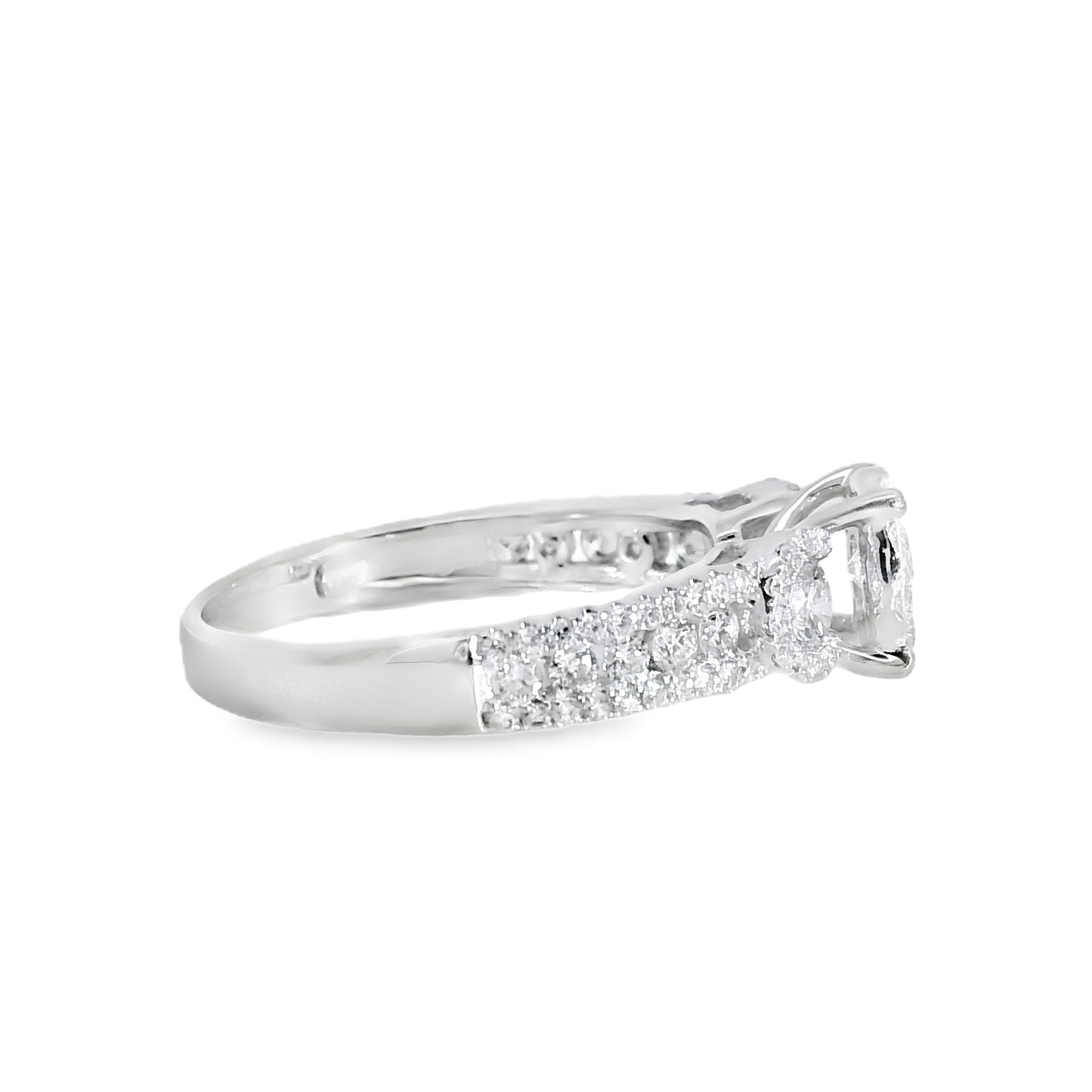 18k White Gold 1.22ctw Natural Round Brilliant Cut Diamond Engagement Ring