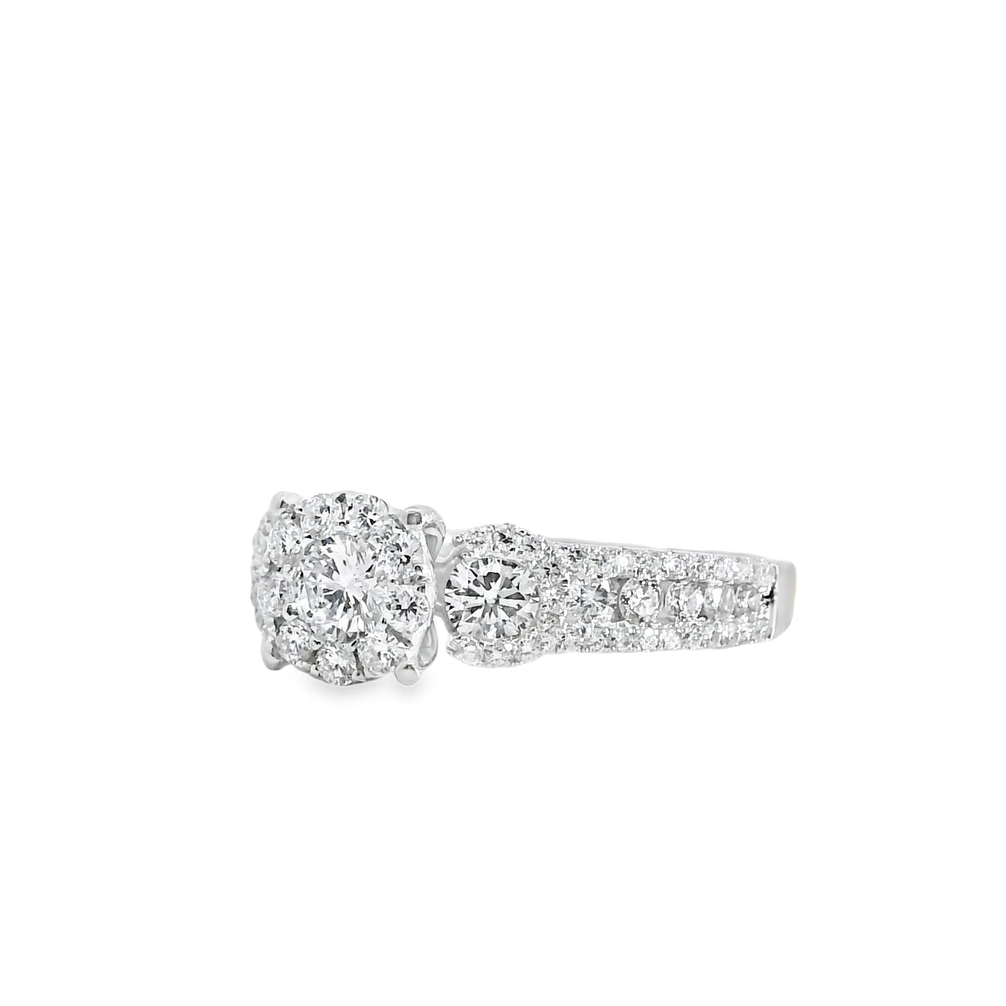 18k White Gold 1.22ctw Natural Round Brilliant Cut Diamond Engagement Ring