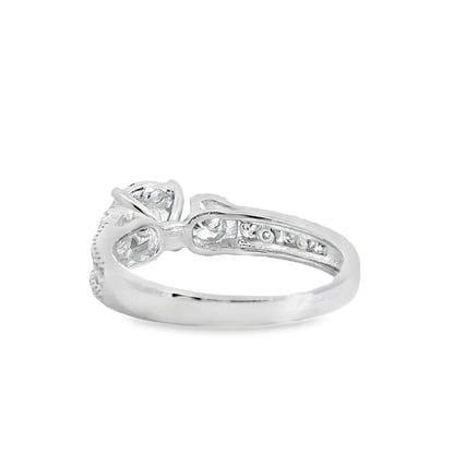 18k White Gold 1.22ctw Natural Round Brilliant Cut Diamond Engagement Ring