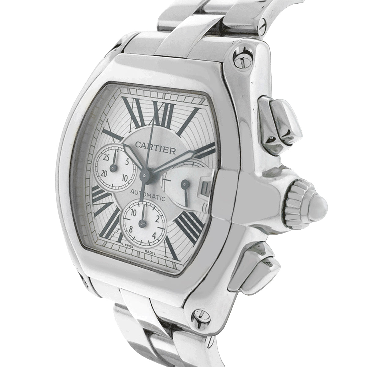 Cartier 2618 Roadster Stainless Steel Silver Chronograph Dial Watch