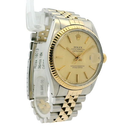 Rolex 16013 Datejust on Two Tone Jubilee and Champagne Dial Watch