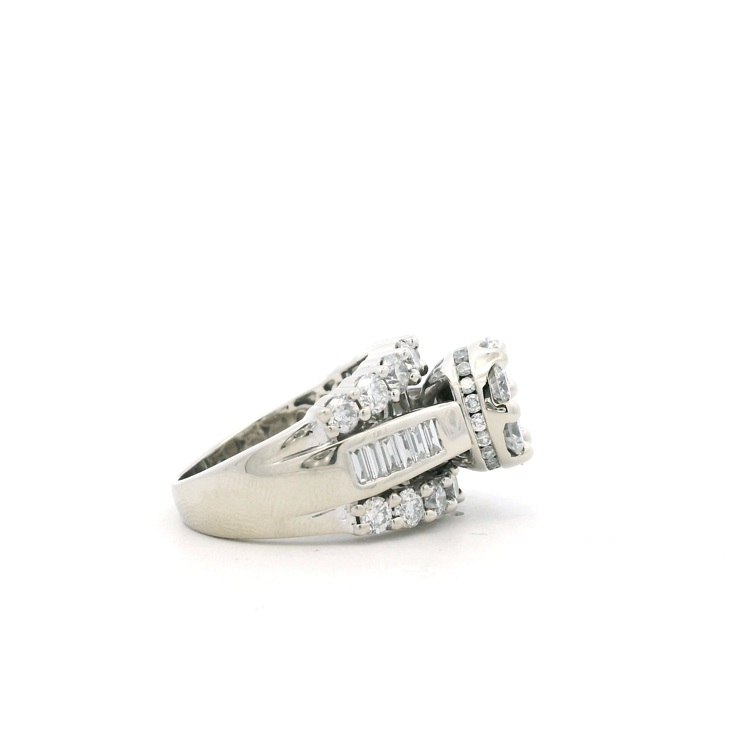 14k White Gold 2.0ctw Round and Baguette Diamond Engagement Ring Set — photo 10 of 13