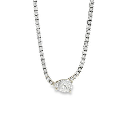 GIA Certified 1.06ct D VS2 Pear Cut Diamond Pendant Tennis Necklace — photo 10 of 10