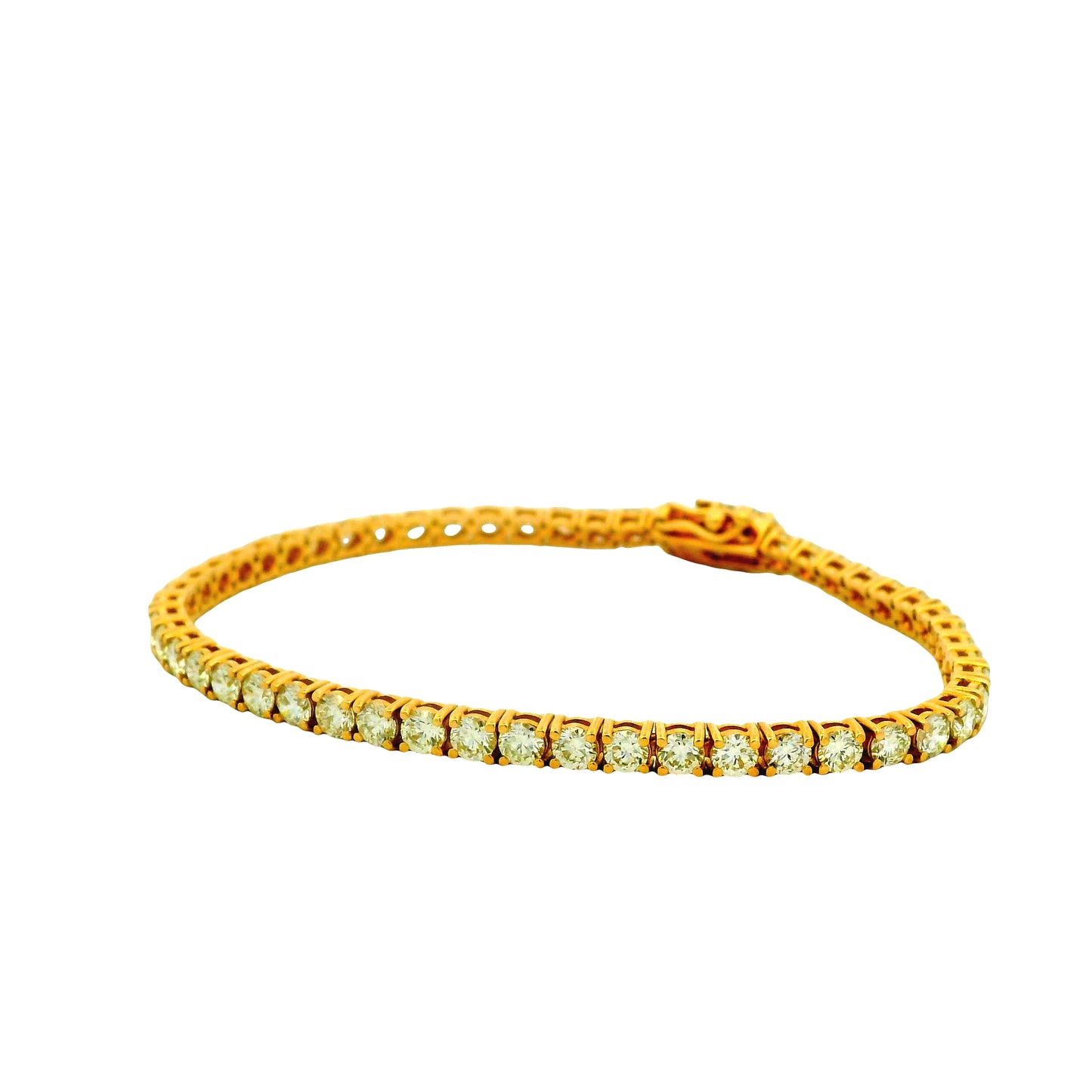 14k Yellow Gold 5.72ctw Natural Round Brilliant Diamond Tennis Bracelet — photo 10 of 11