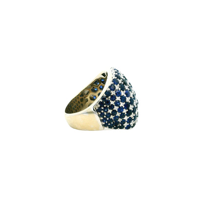 18k Two-Tone Gold 4.94ctw Sapphire and 0.72ctw Diamond Pavé Cocktail Ring — photo 10 of 12