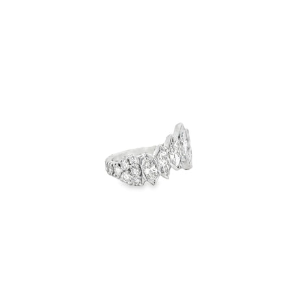 18k White Gold 3.80ctw Marquise and 2.20ctw Round Brilliant Diamond Contour Wedding Band — photo 10 of 10