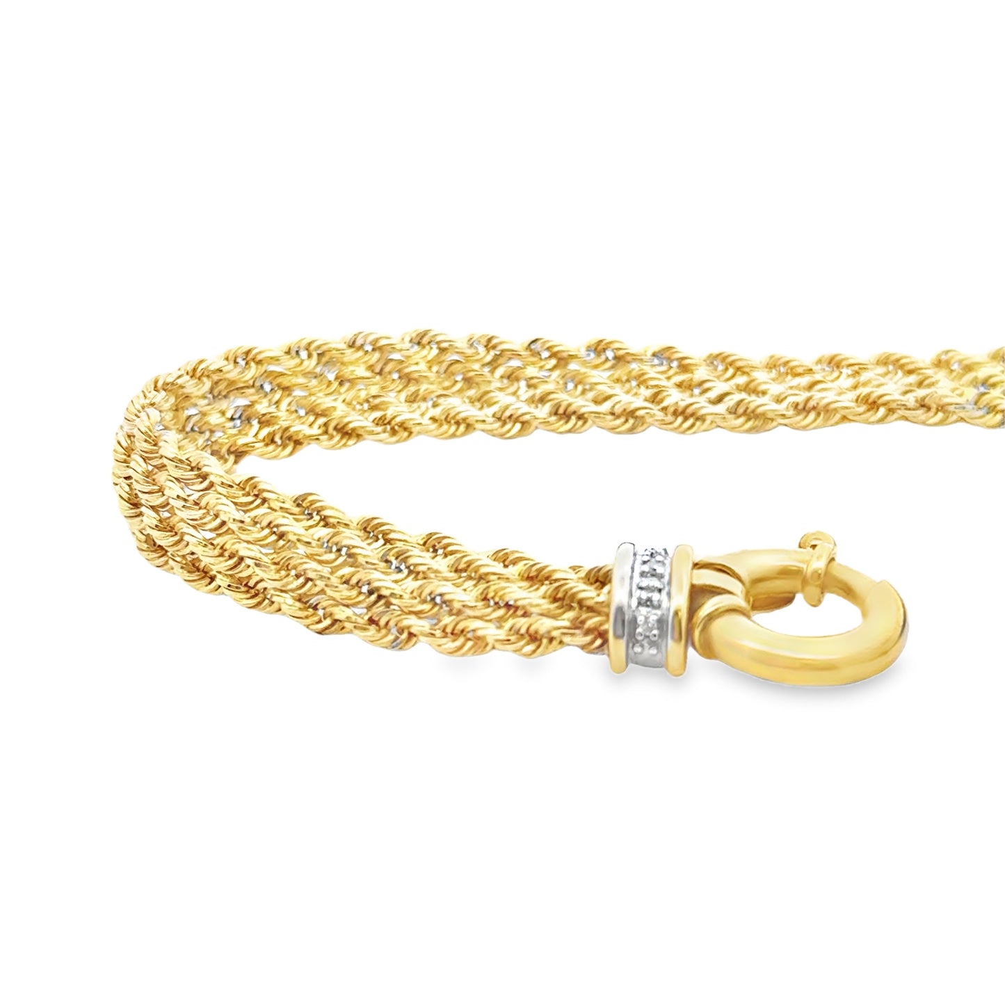 18k Yellow Gold Rope Bracelet with Diamond Studded Clasp — photo 10 of 11